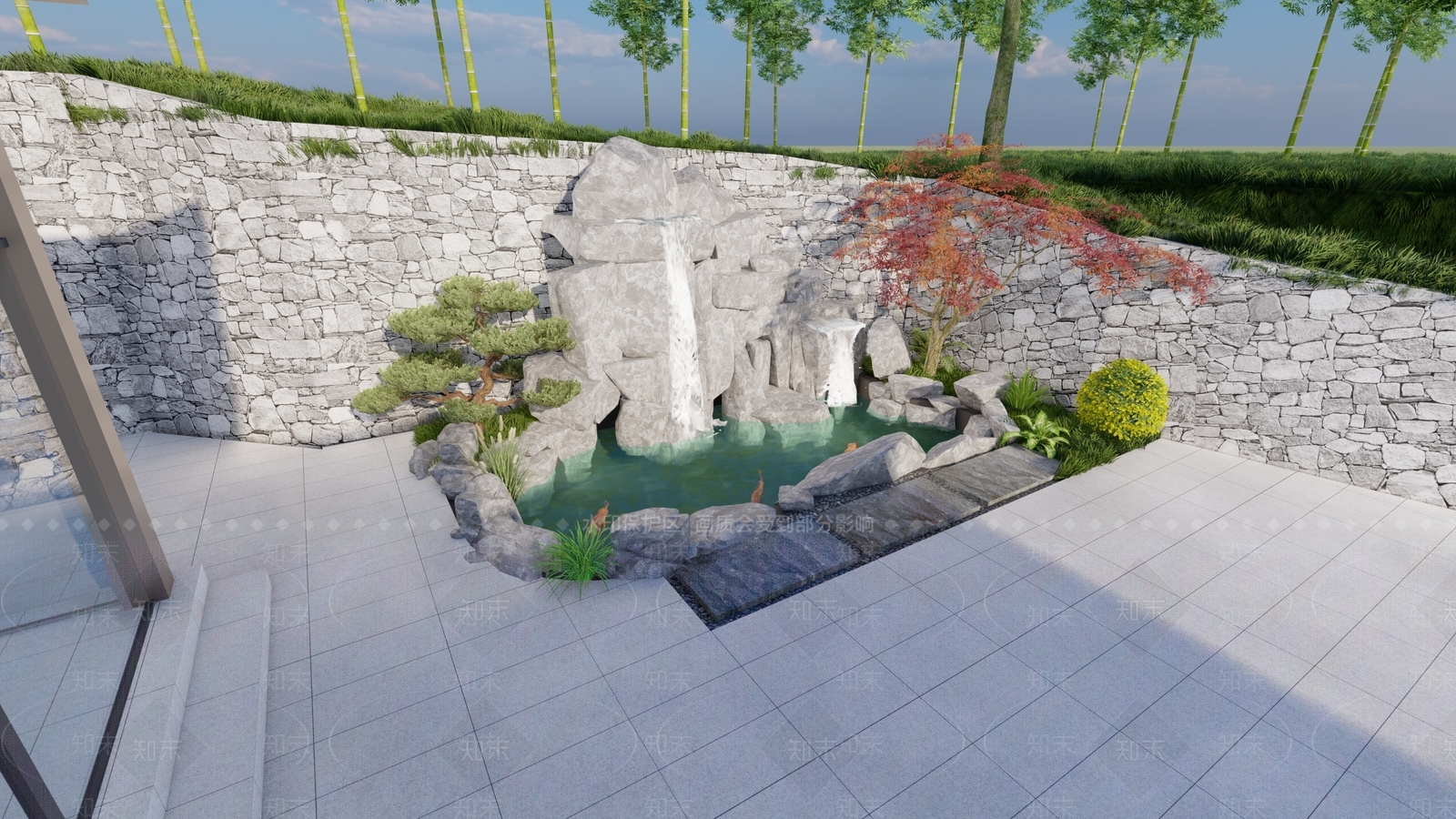 新中式别墅庭院SU模型下载【ID:1231942229】
