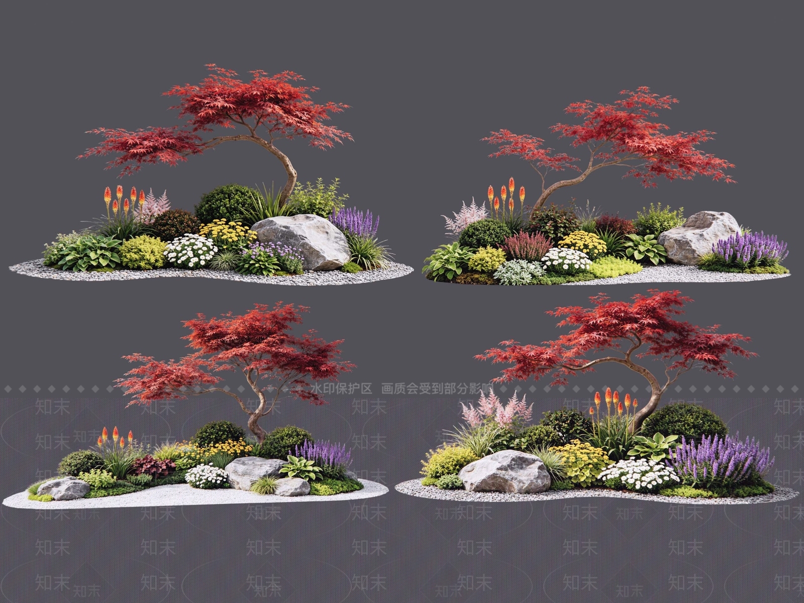 新中式景观花境SU模型下载【ID:1231942411】