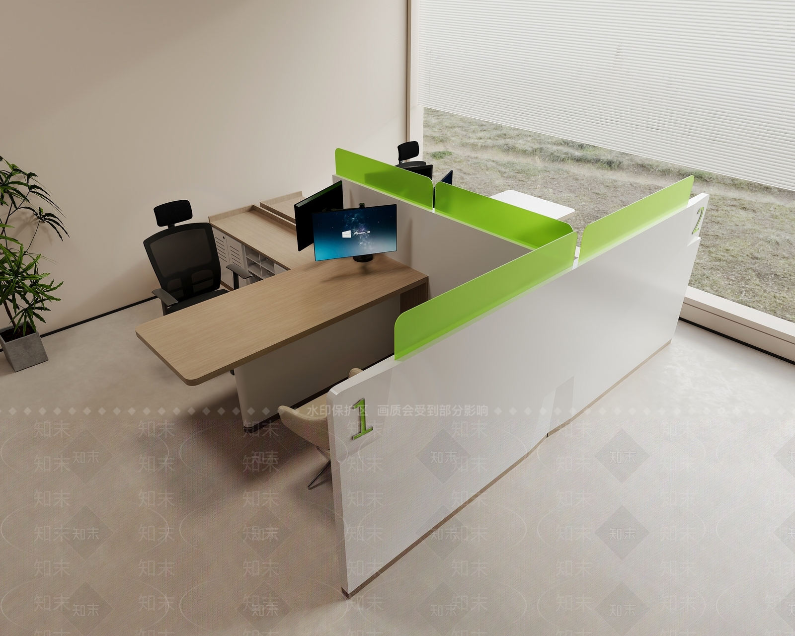 现代简约办公桌椅3D模型下载【ID:1231943705】