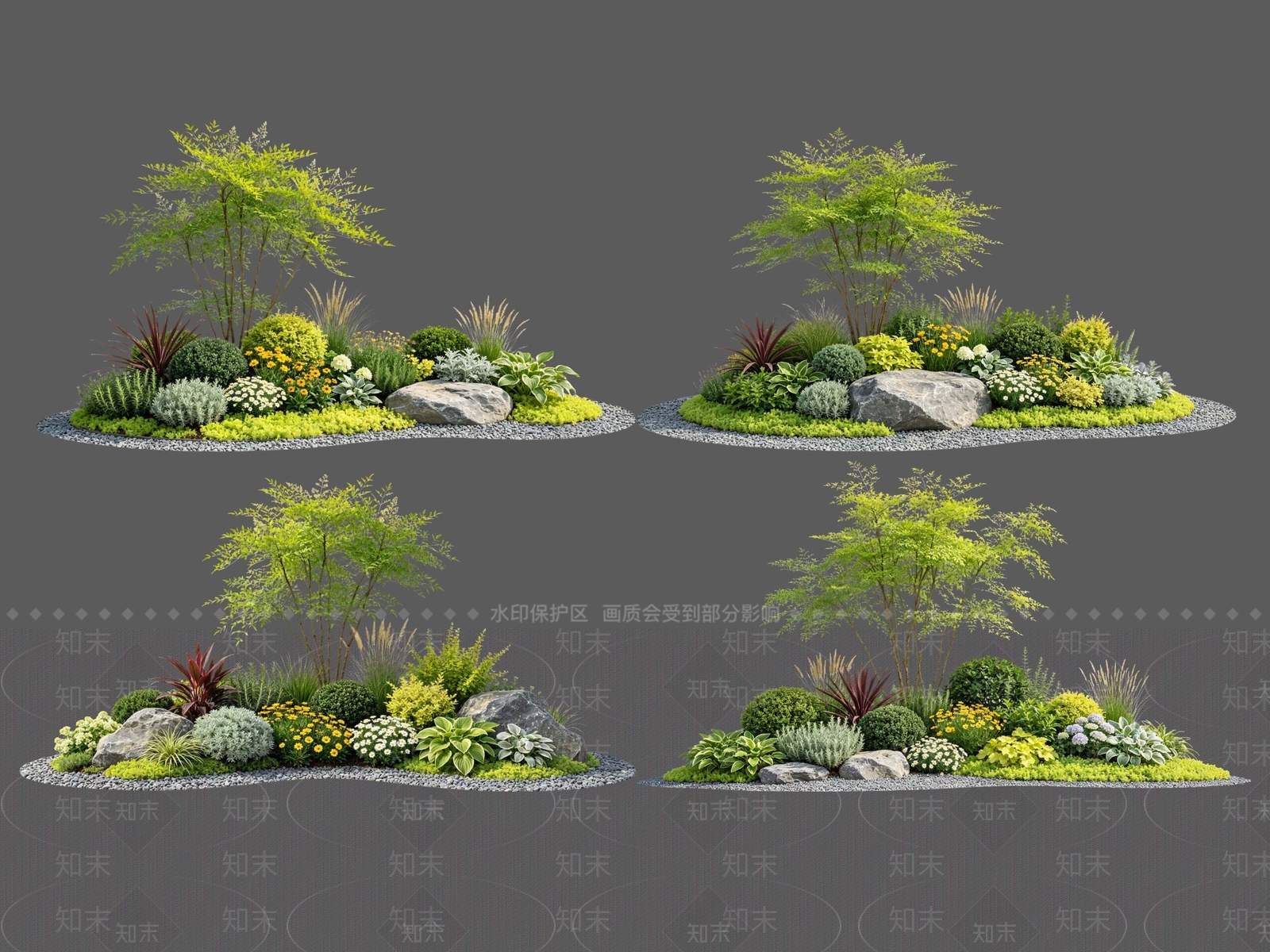 现代主义花境SU模型下载【ID:1231944413】