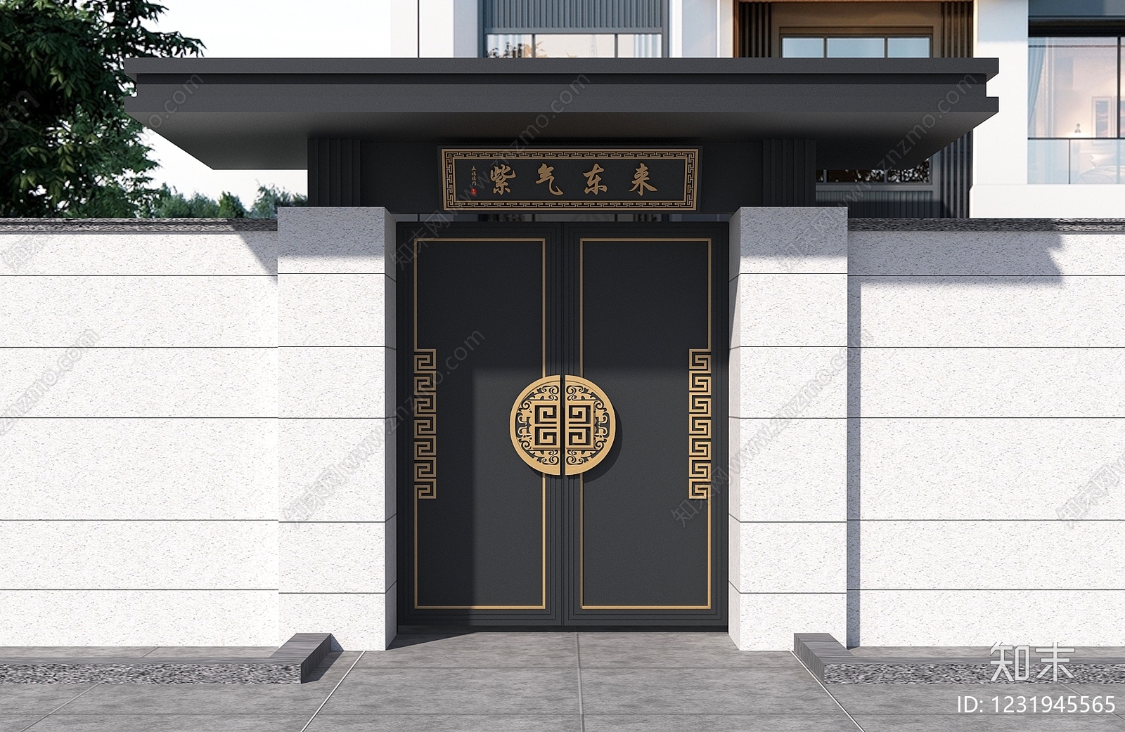 新中式双开门3D模型下载【ID:1231945565】