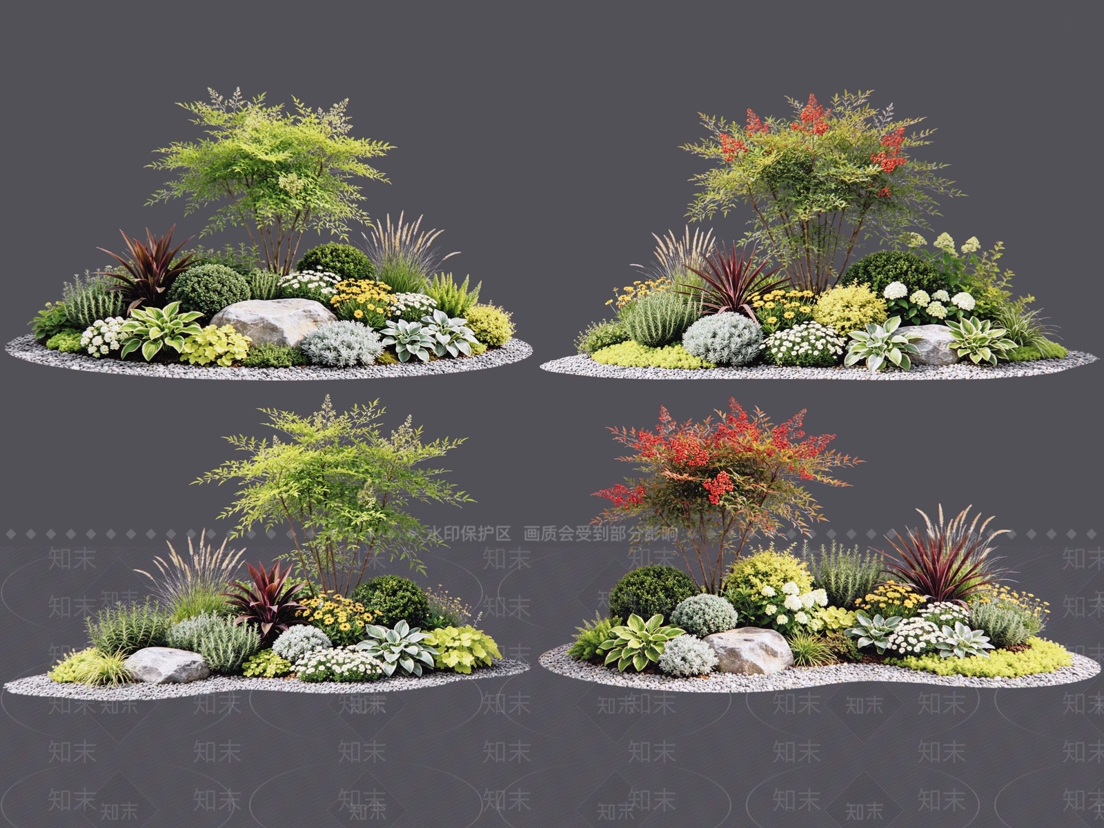 现代主义花境SU模型下载【ID:1231945548】