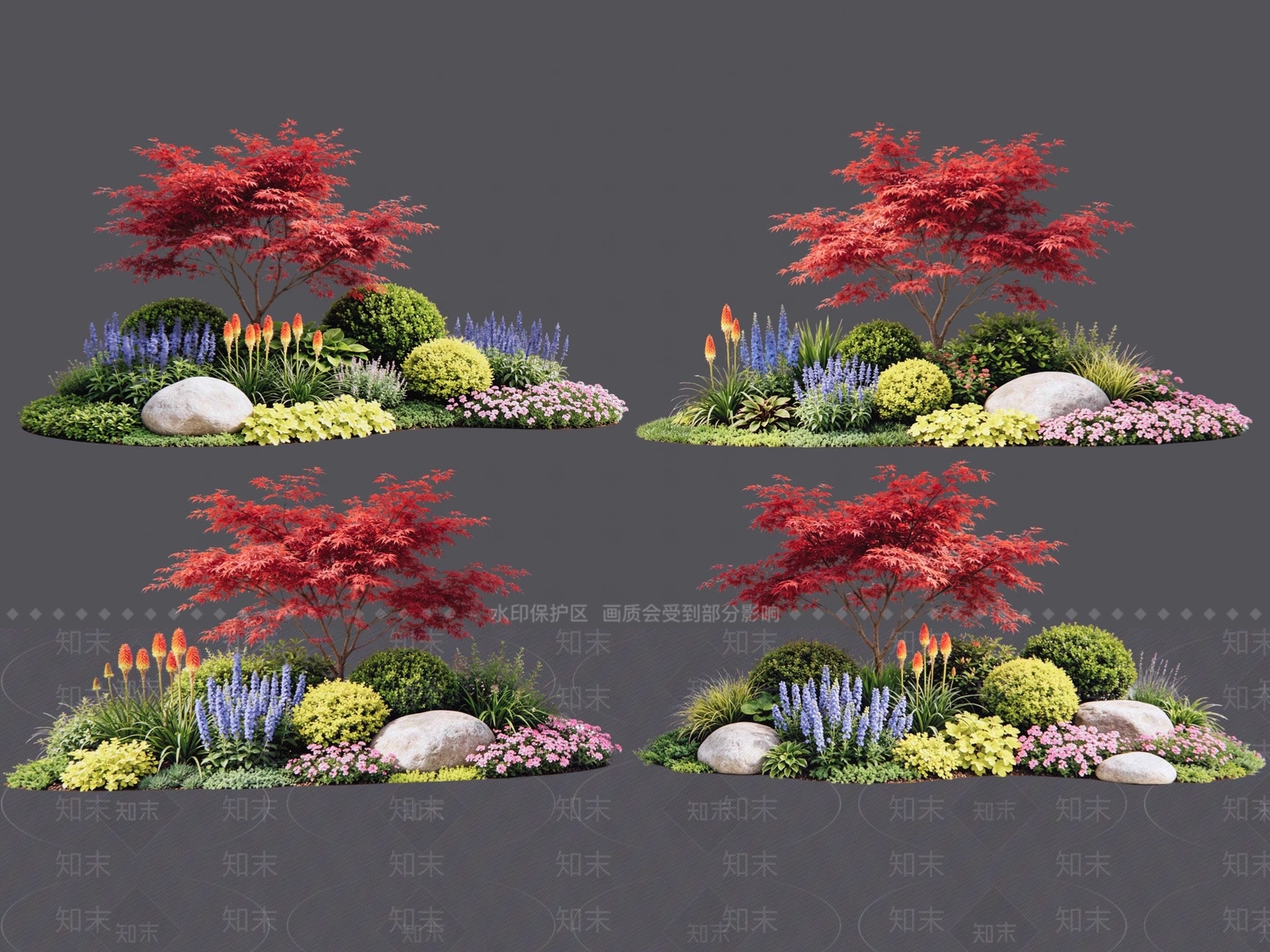 新中式景观花境SU模型下载【ID:1231946526】