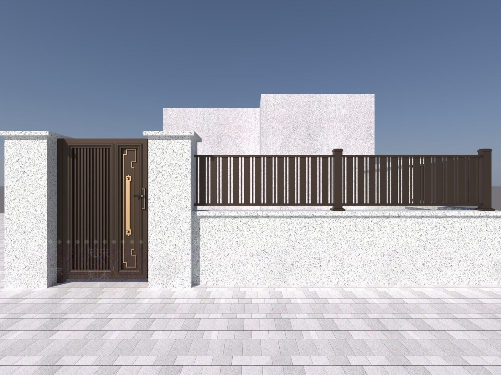 新中式景观单开门3D模型下载【ID:1231947743】
