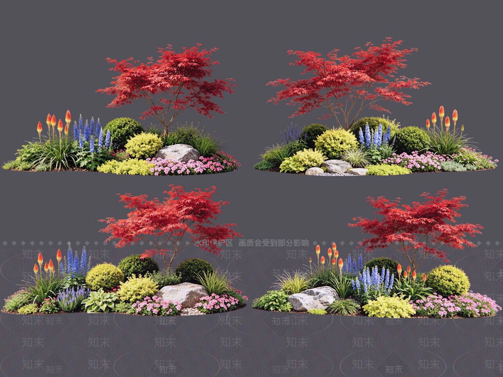 新中式景观花境SU模型下载【ID:1231947904】