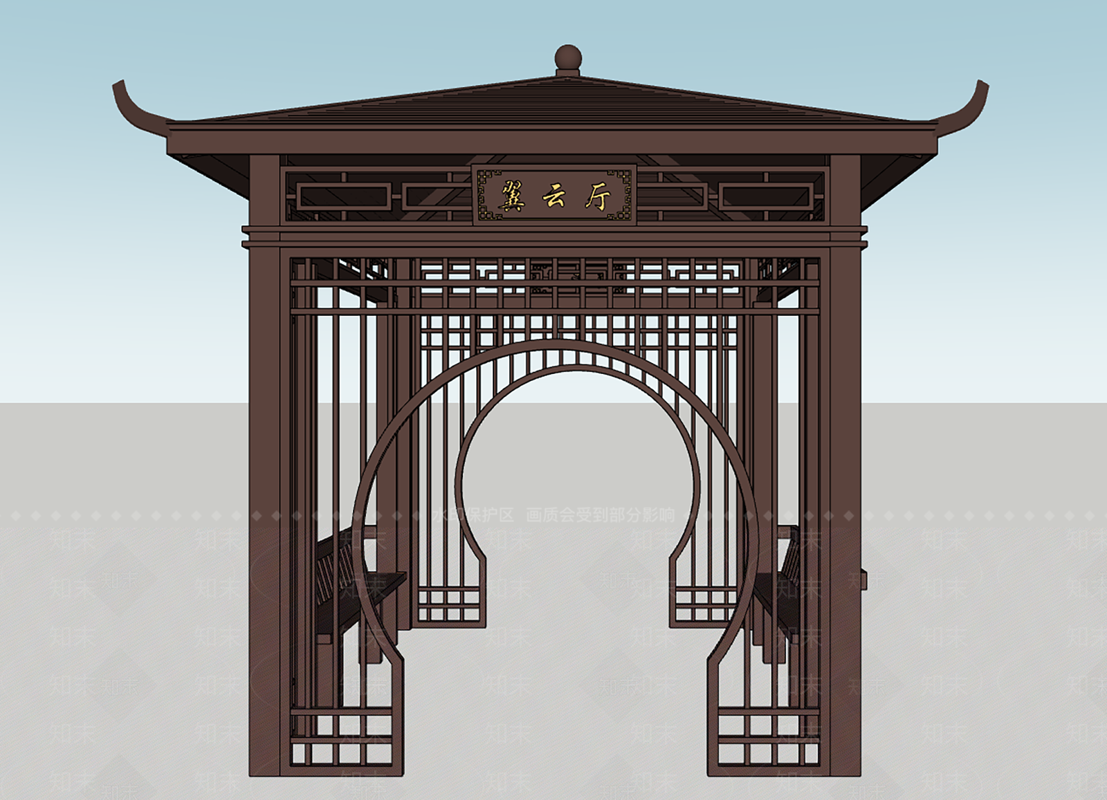 新中式景观亭子SU模型下载【ID:1231949375】