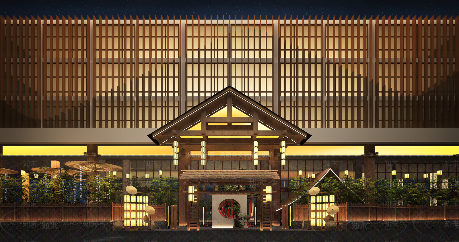 新中式商业建筑3D模型渲染效果图