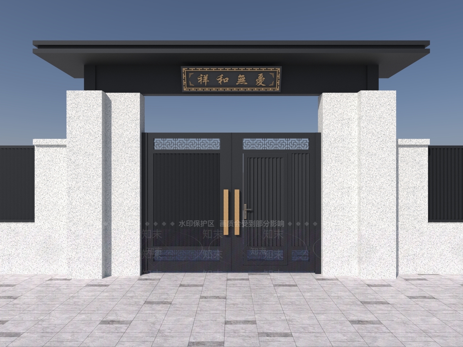新中式双开门3D模型下载【ID:1231950547】