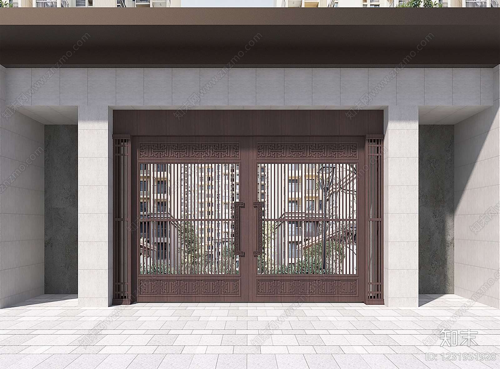 新中式双开门3D模型下载【ID:1231951928】