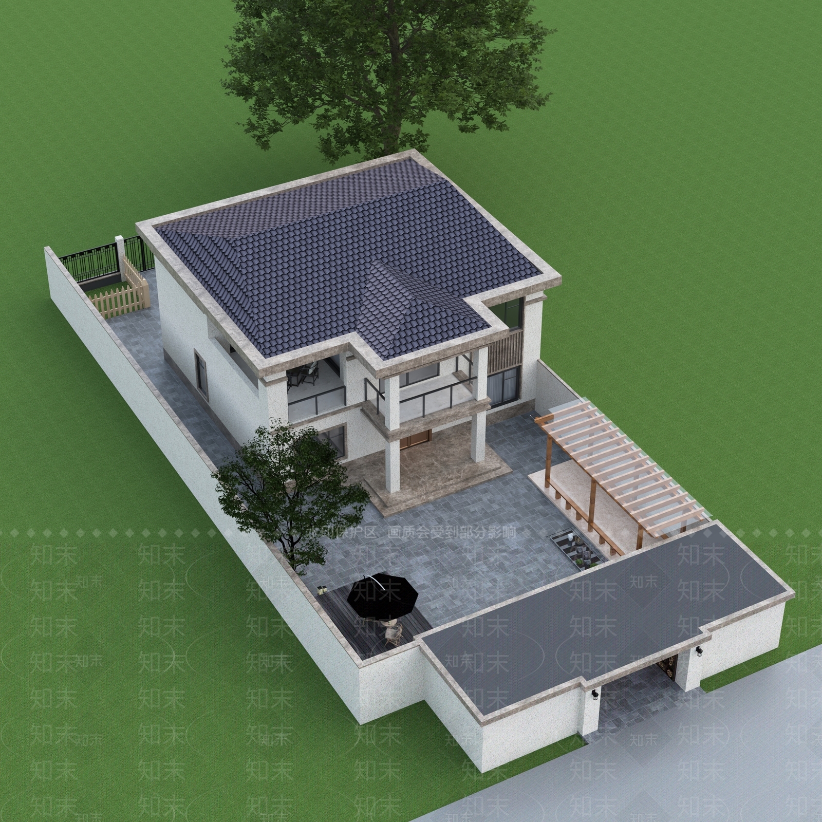 现代别墅外观3D模型下载【ID:1231952893】