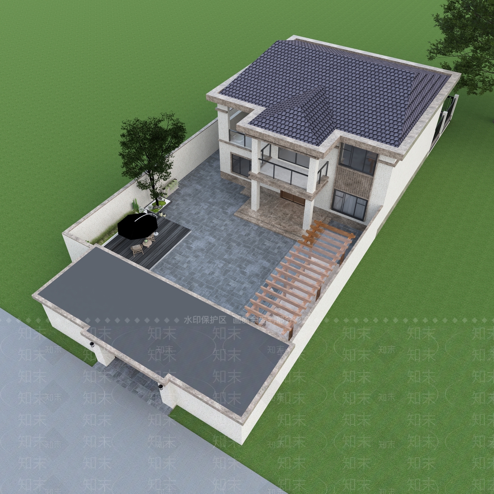 现代别墅外观3D模型下载【ID:1231952893】
