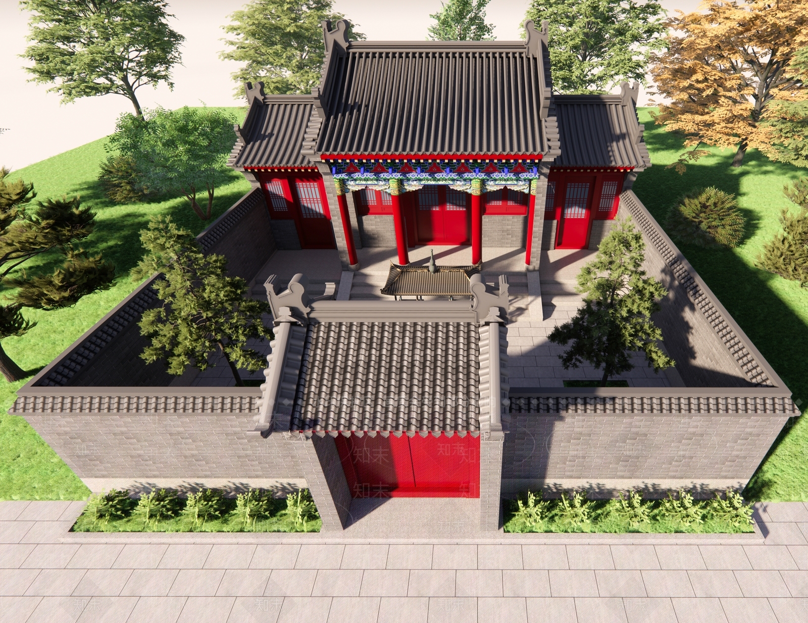中式古建古建筑SU模型下载【ID:1231954482】