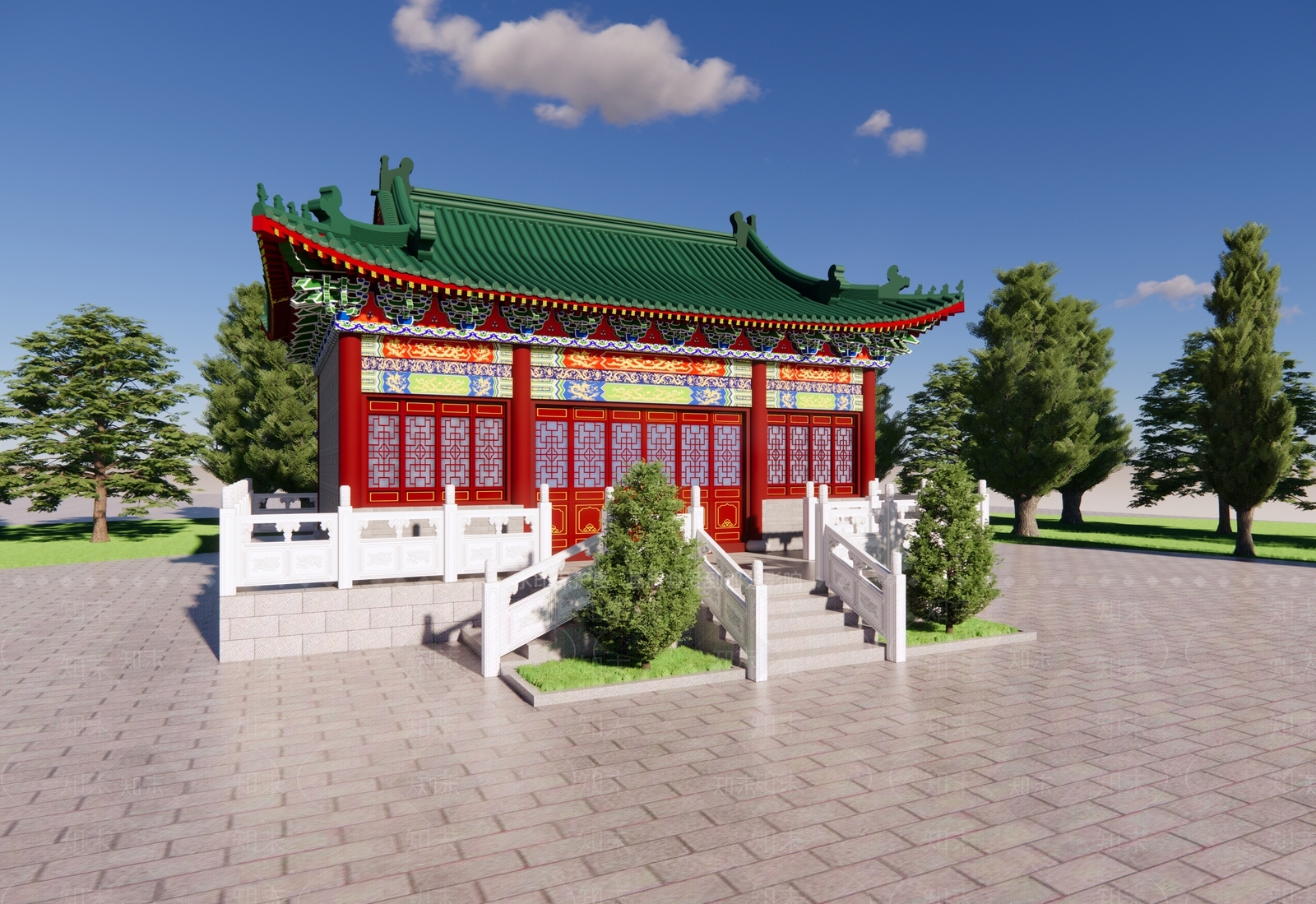 中式古建古建筑SU模型下载【ID:1231956251】