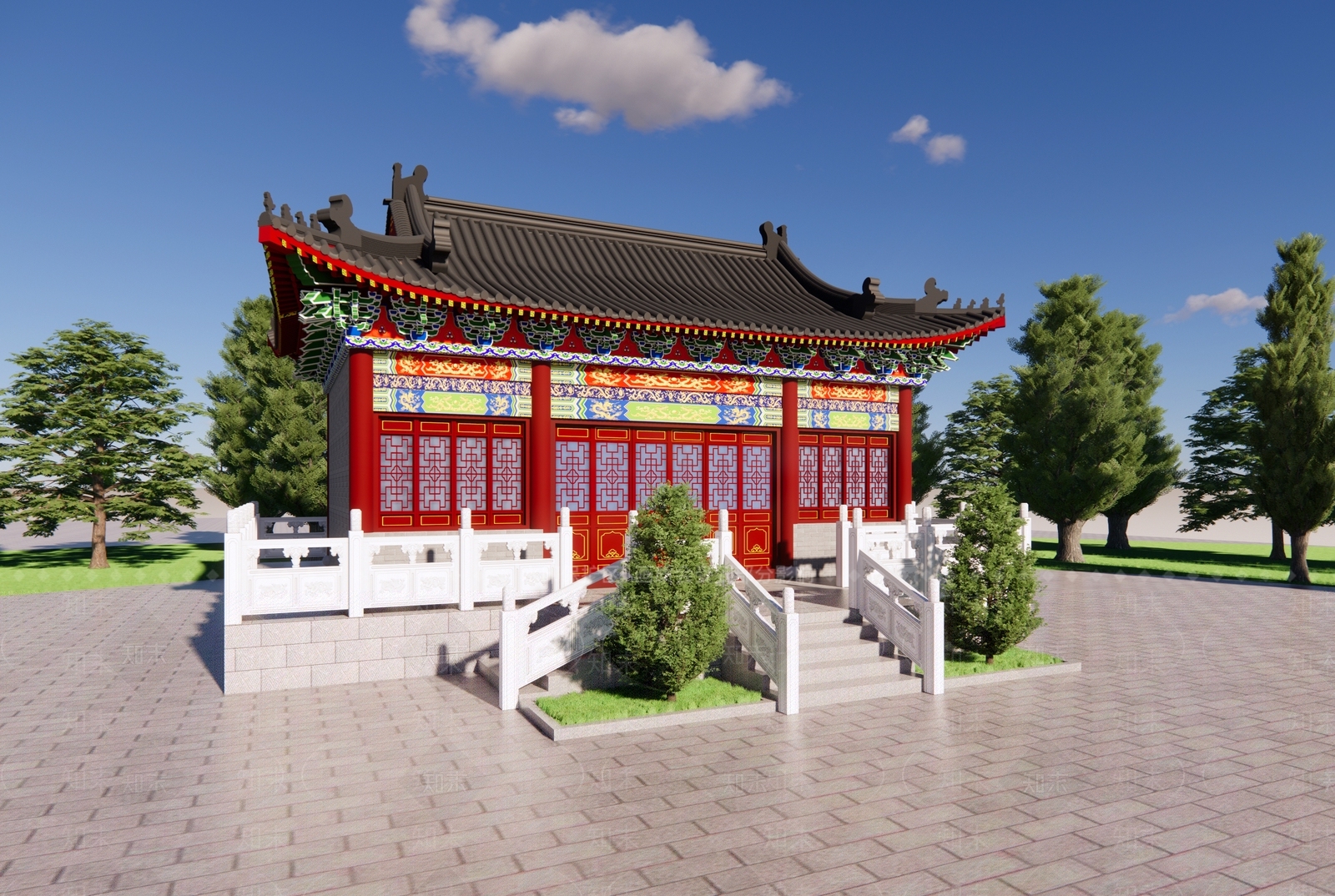 中式古建古建筑SU模型下载【ID:1231956251】