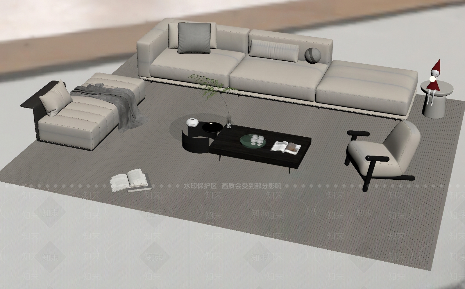 意式极简沙发组合SU模型下载【ID:1231955993】