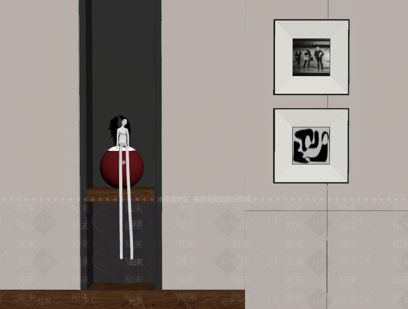 现代简约雕塑摆件SU模型下载【ID:1231956407】