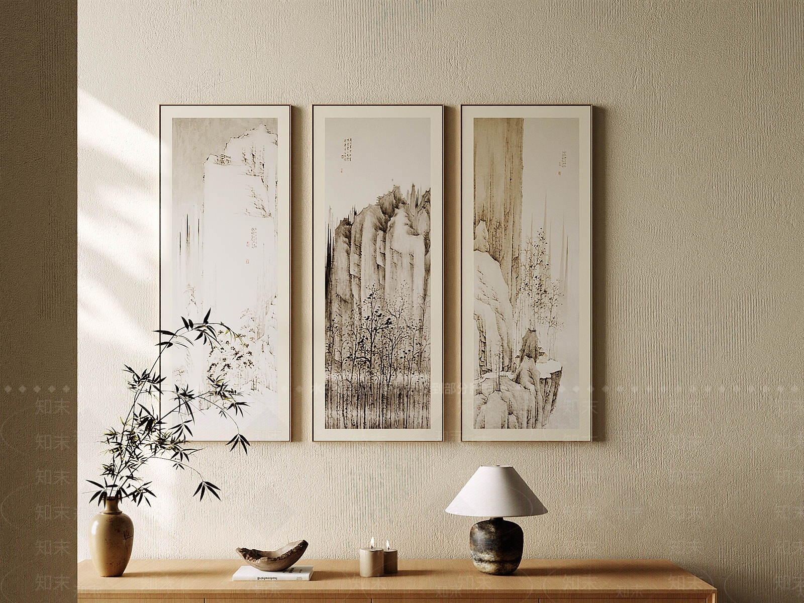 新中式山水画3D模型下载【ID:1231968902】