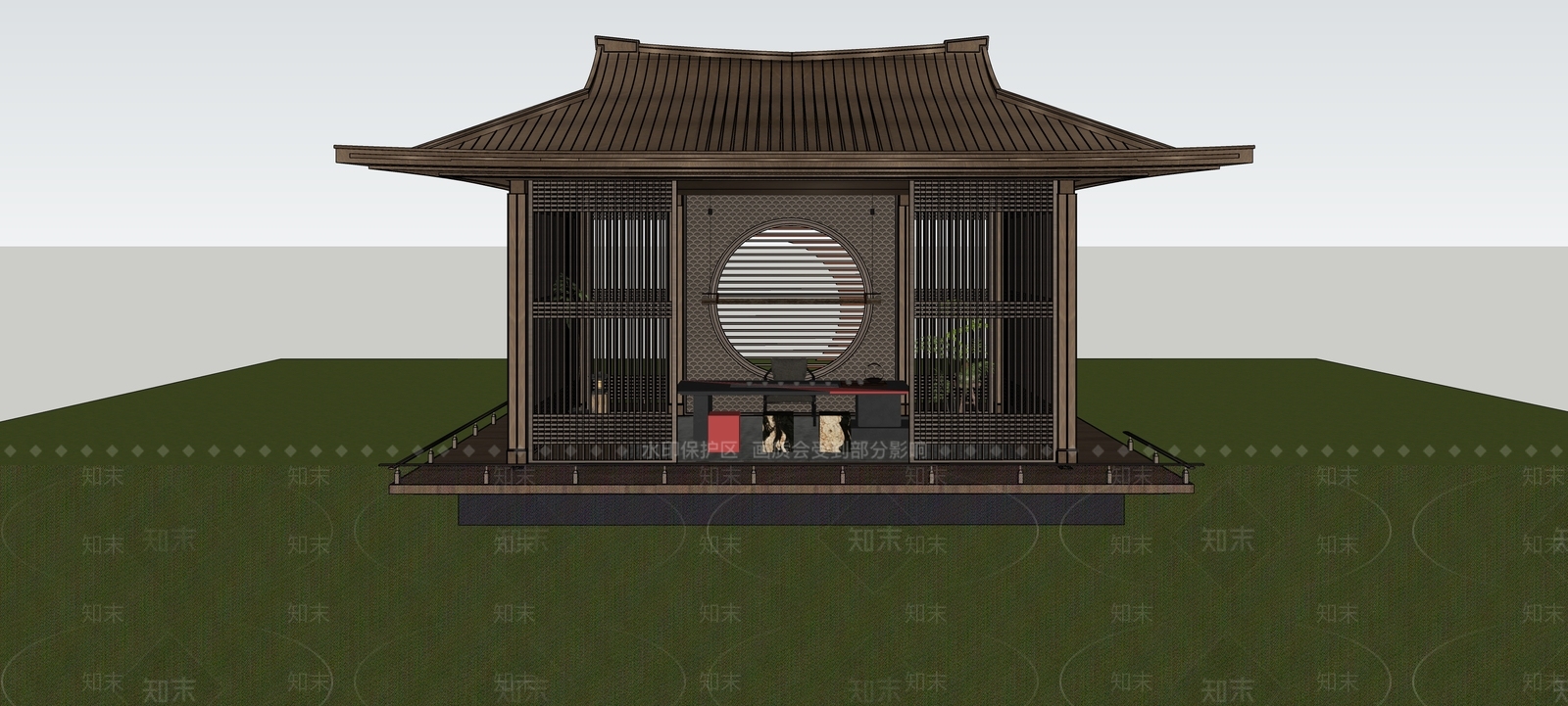 新中式亭子SU模型下载【ID:1231969864】