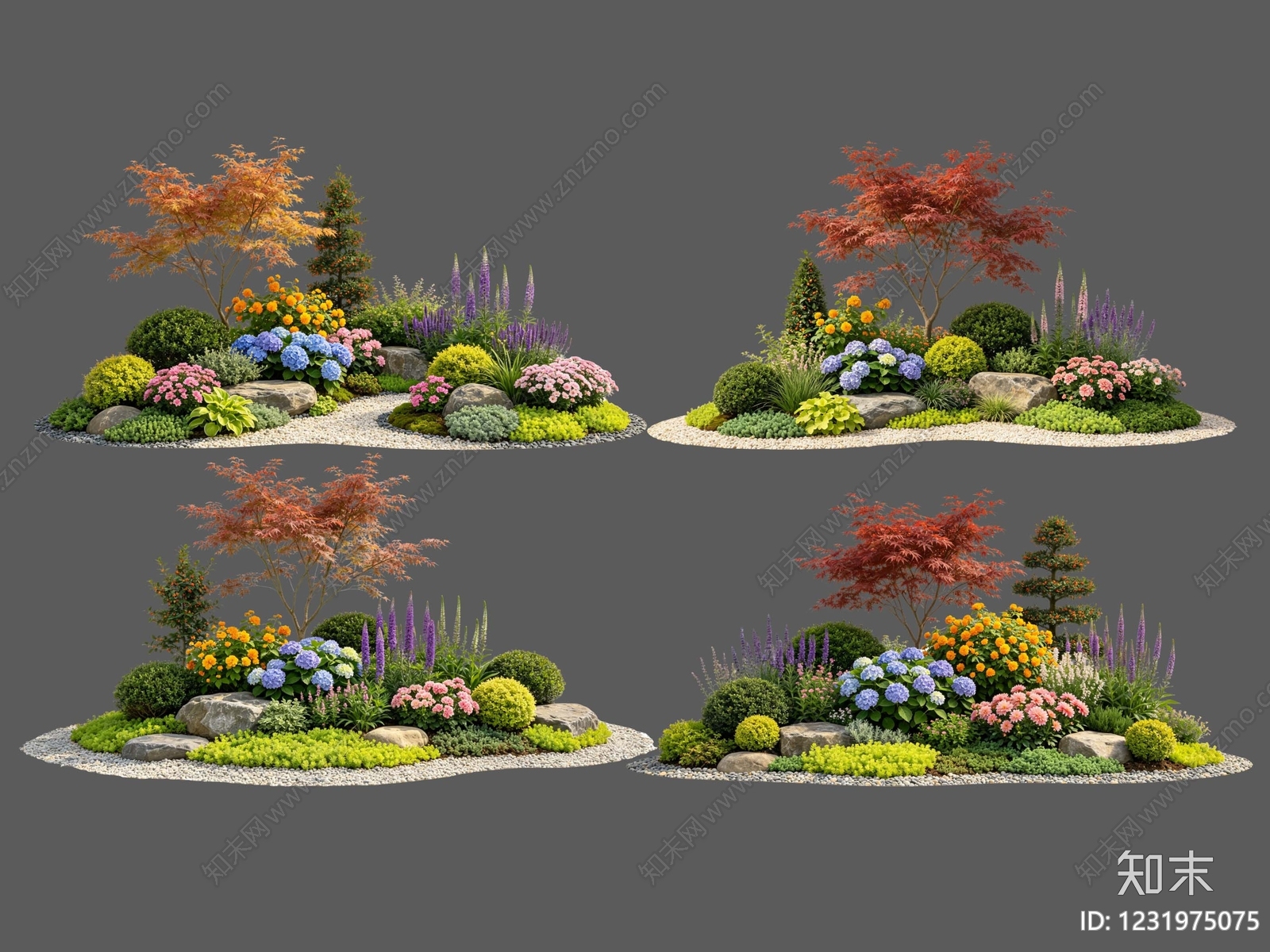 新中式景观花境SU模型下载【ID:1231975075】