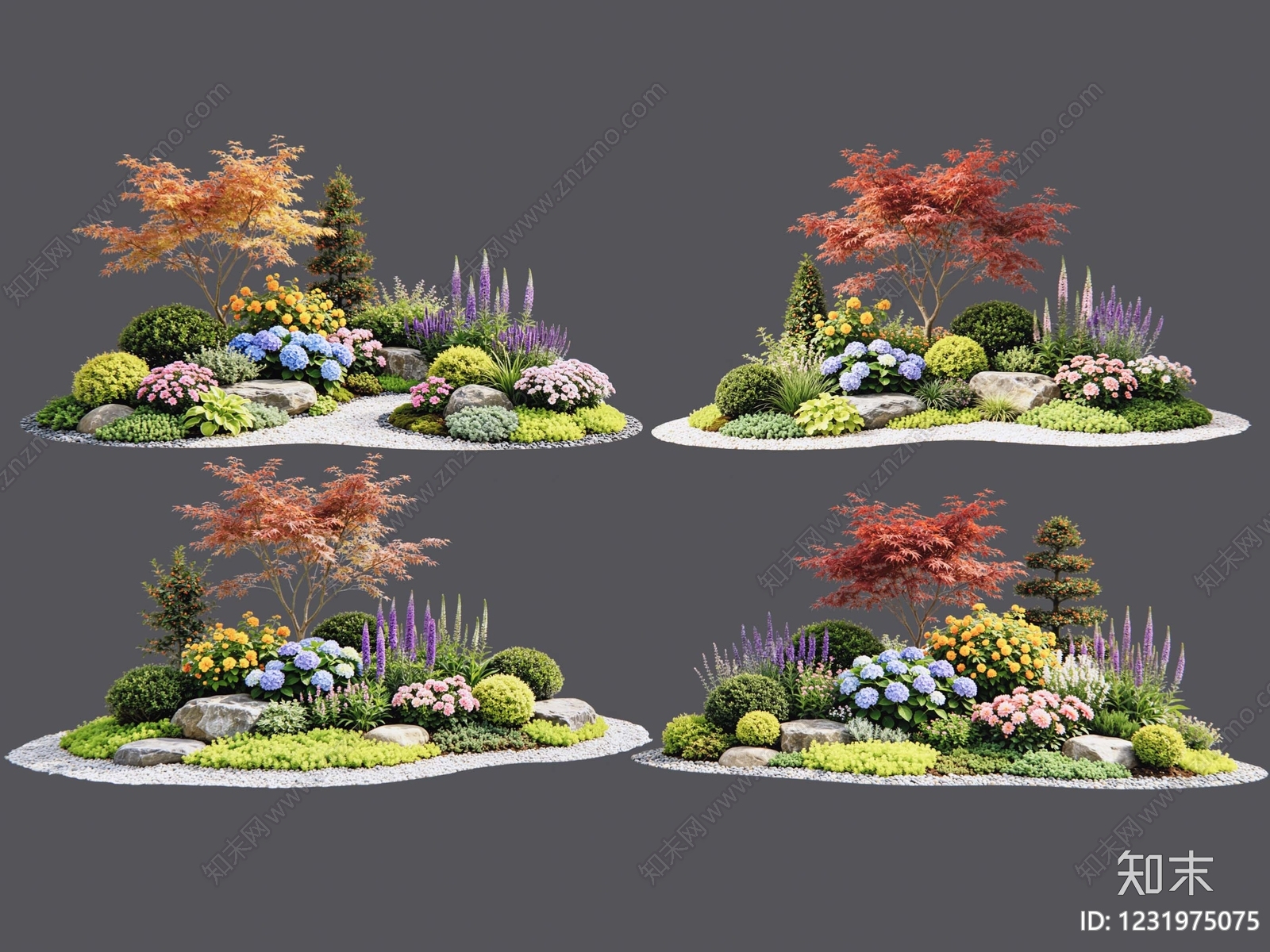 新中式景观花境SU模型下载【ID:1231975075】