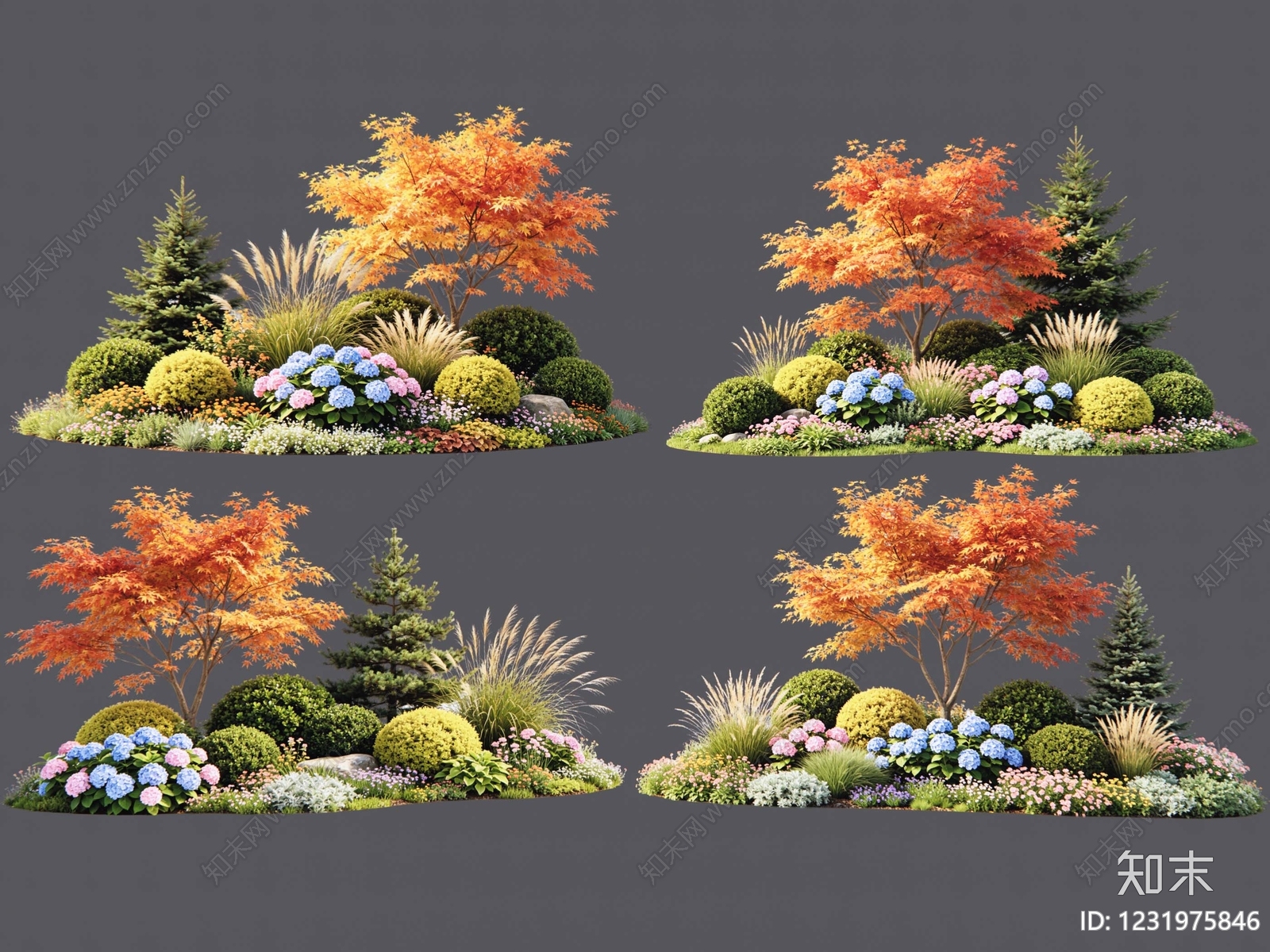 现代主义花境SU模型下载【ID:1231975846】