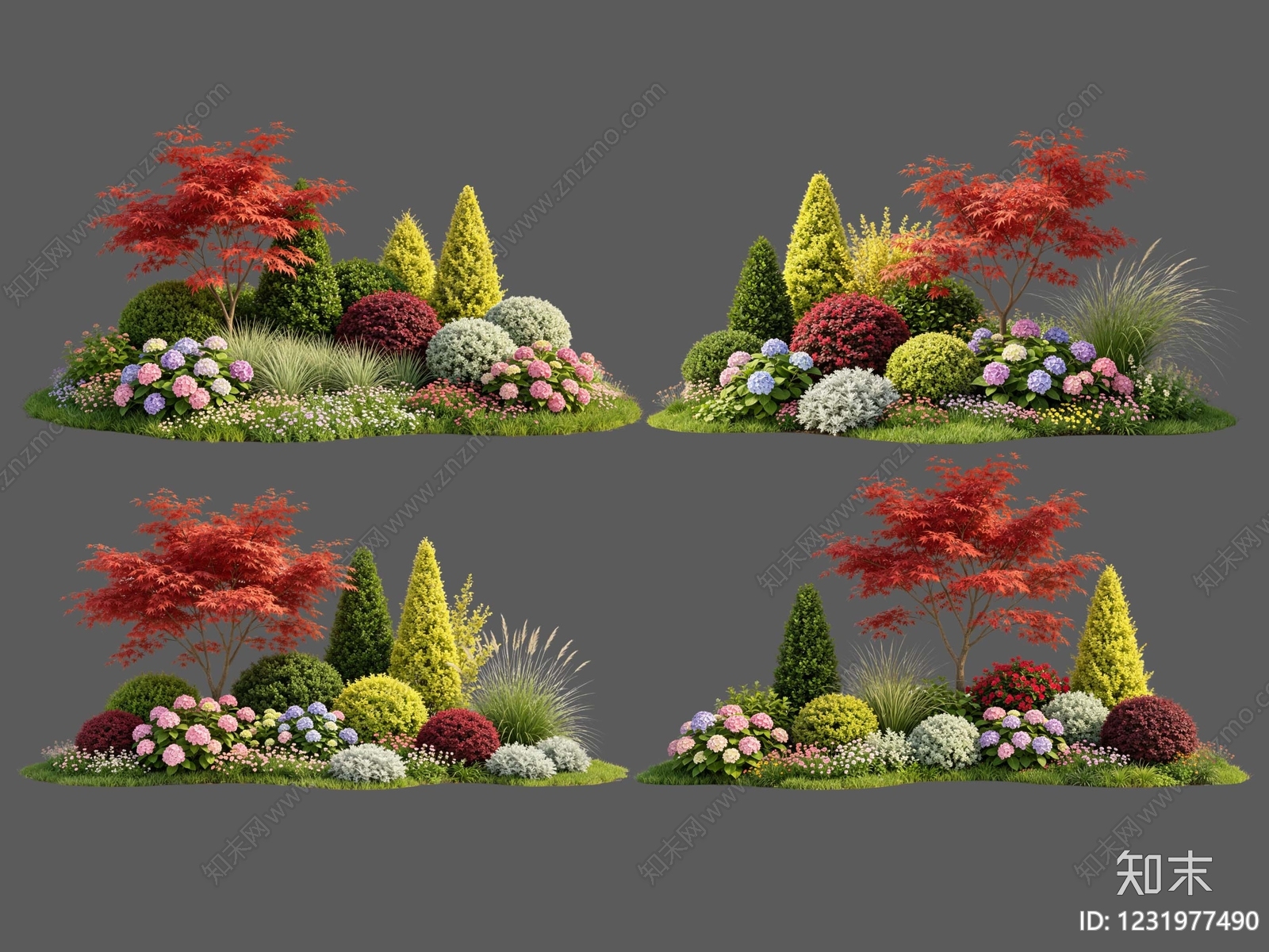 新中式景观花境SU模型下载【ID:1231977490】