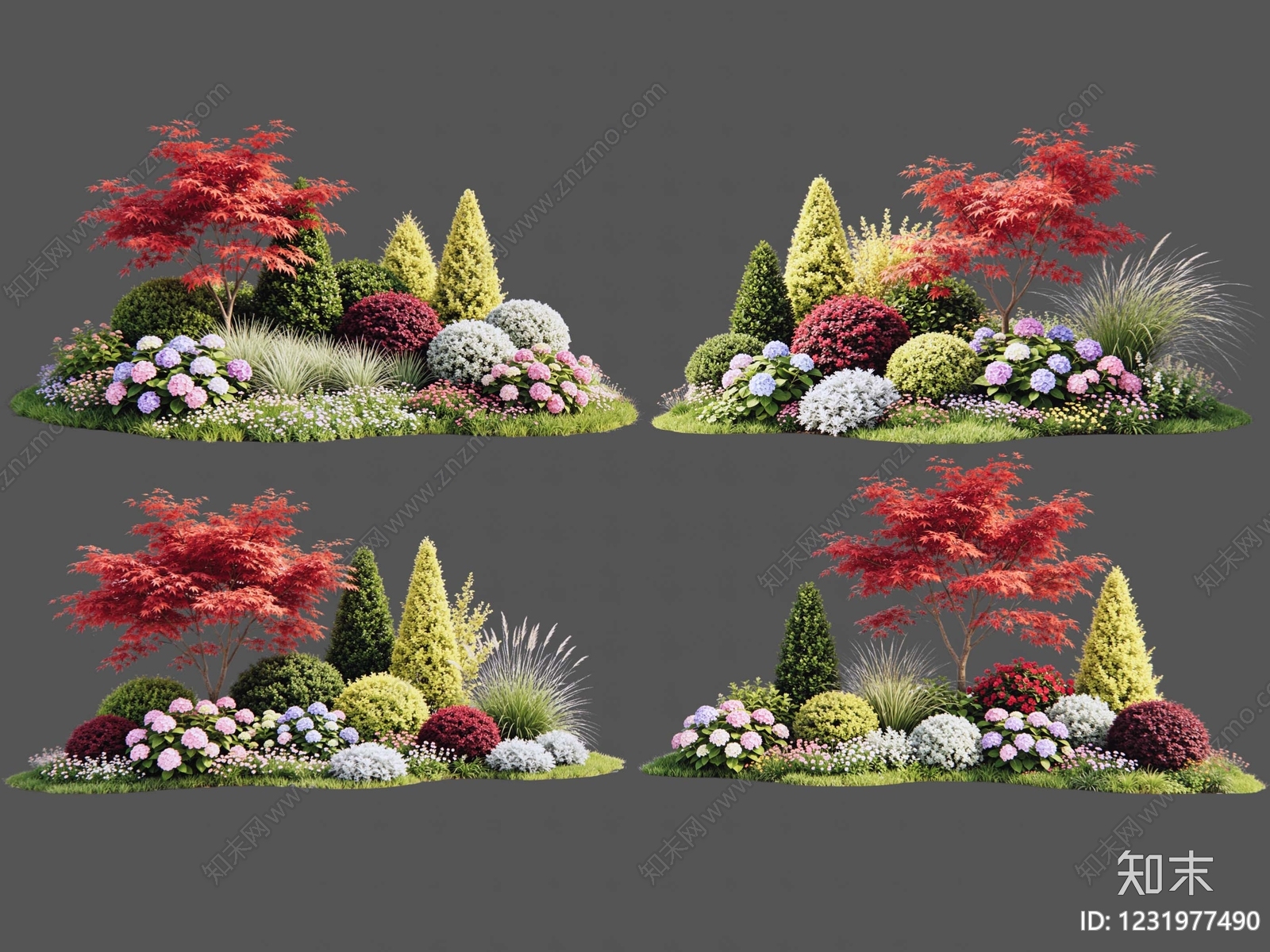 新中式景观花境SU模型下载【ID:1231977490】