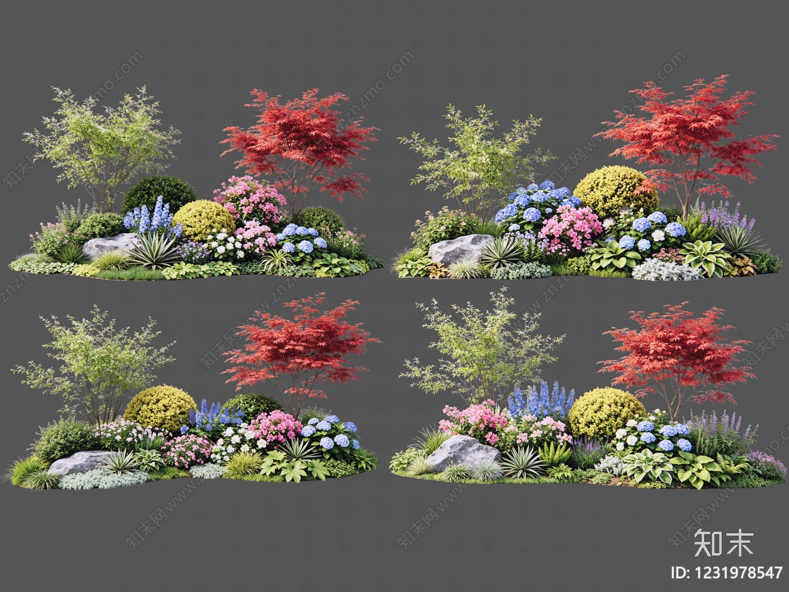 新中式景观花境SU模型下载【ID:1231978547】