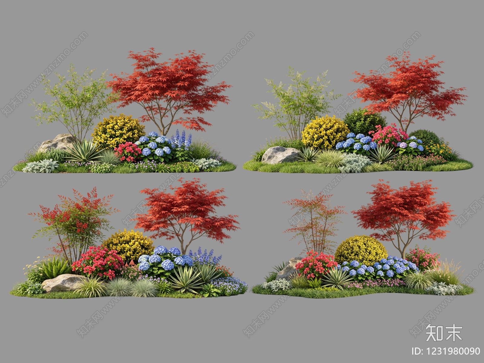 新中式景观花境SU模型下载【ID:1231980090】