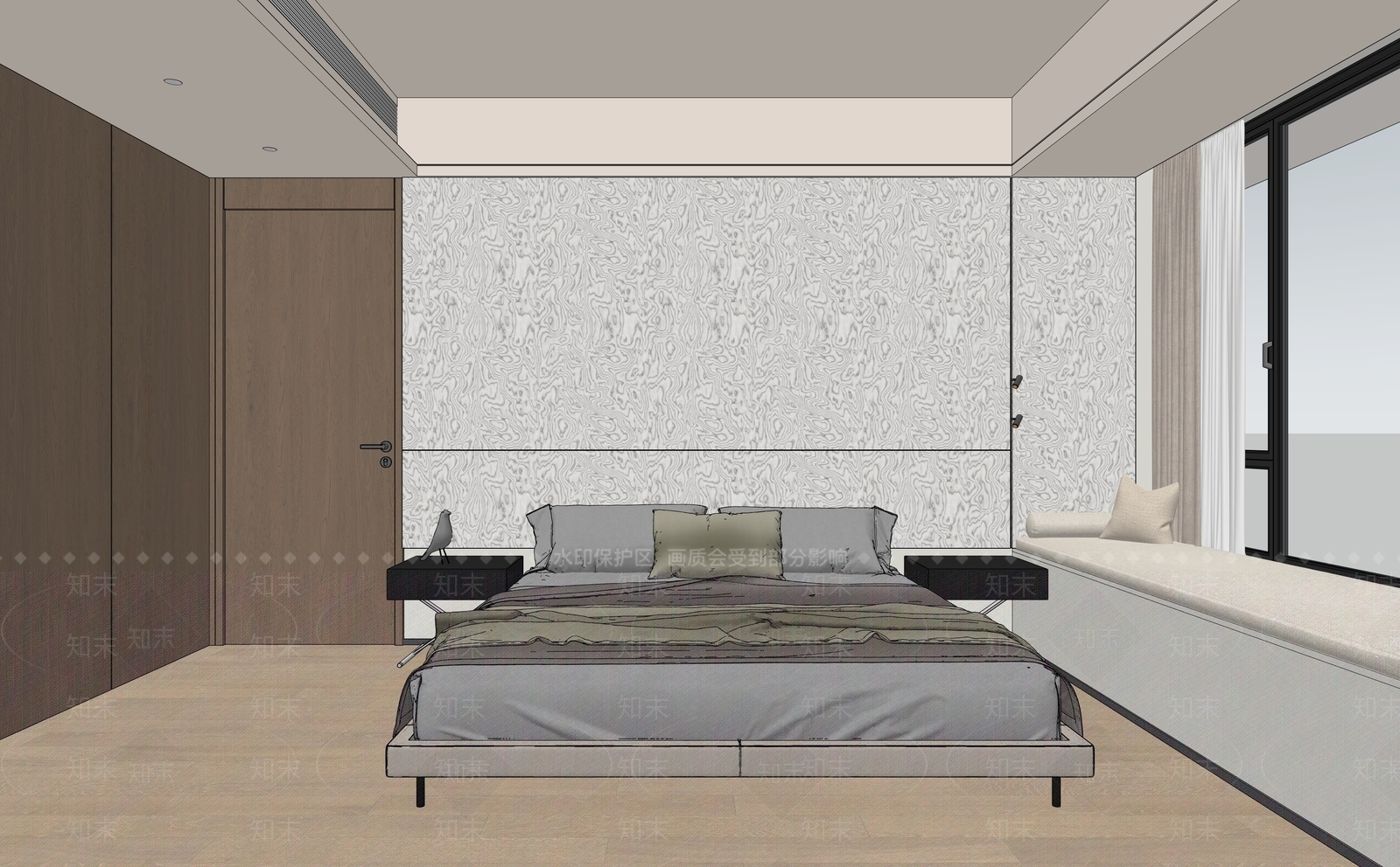 意式极简家居卧室SU模型下载【ID:1231989658】