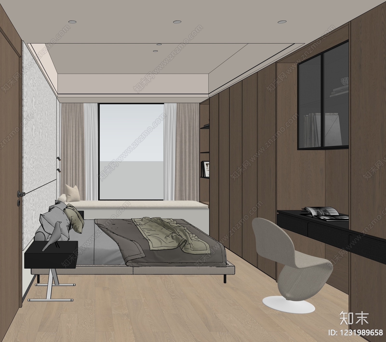 意式极简家居卧室SU模型下载【ID:1231989658】