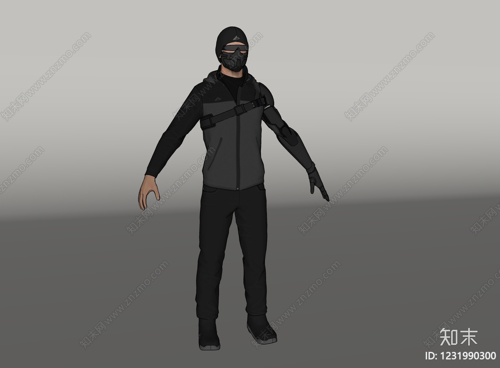 赛博朋克风虚拟人物SU模型下载【ID:1231990300】