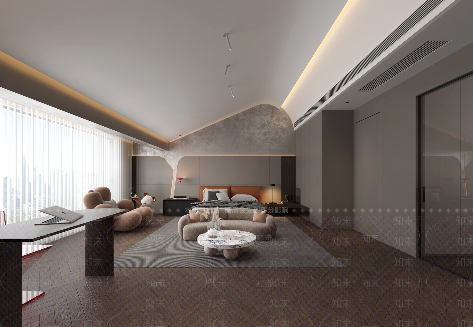 现代主卧3D模型下载【ID:1232017468】