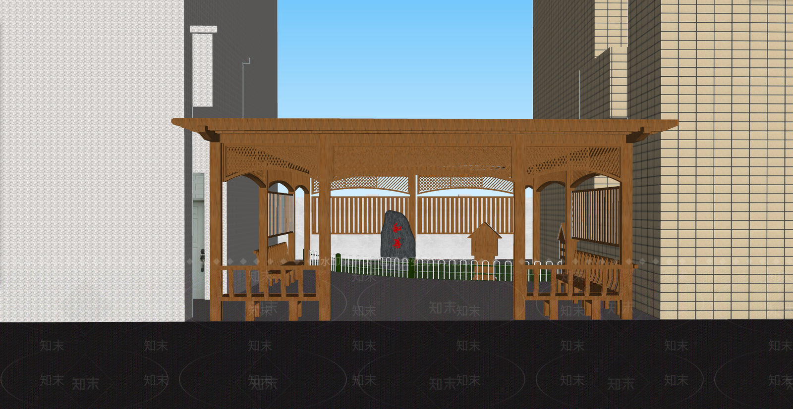 新中式景观廊架SU模型下载【ID:1232022105】