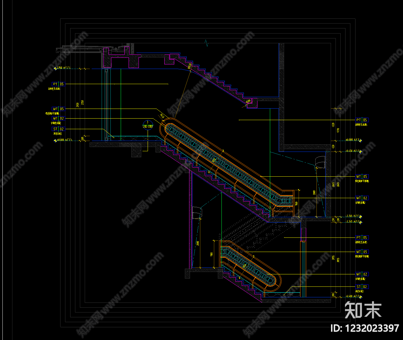 疏散楼梯cad施工图下载【ID:1232023397】