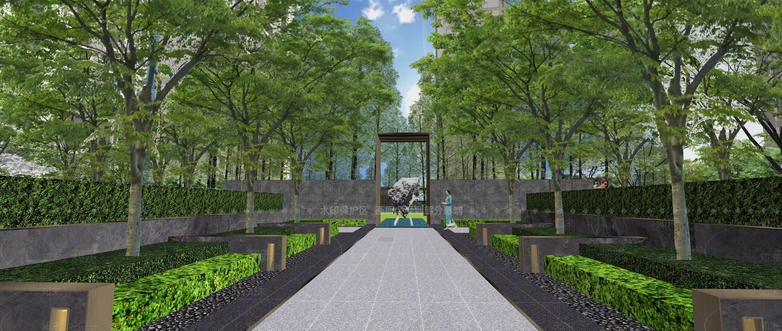 现代主义小区景观SU模型下载【ID:1232024043】