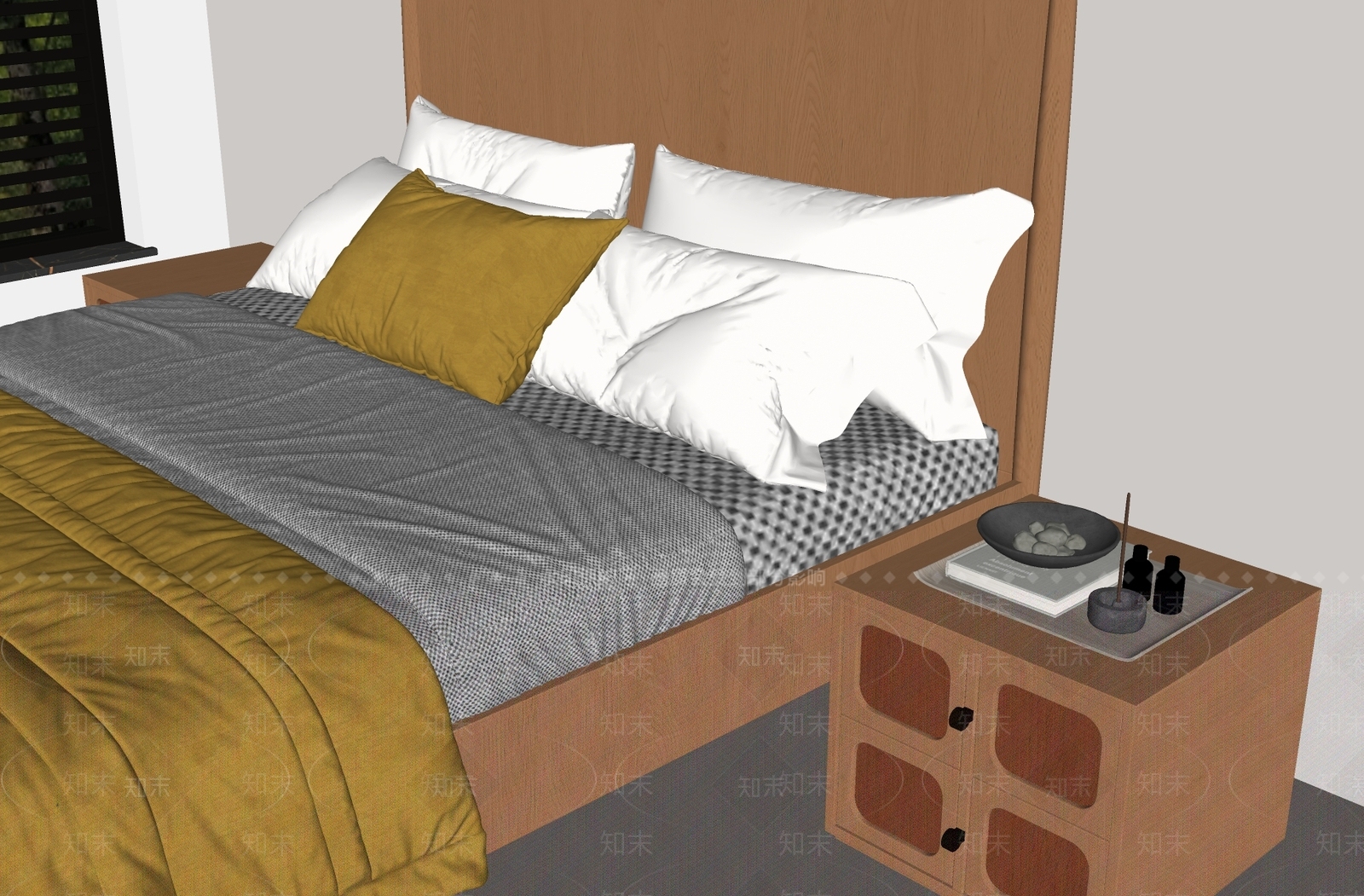 原木风双人床SU模型下载【ID:1232024426】