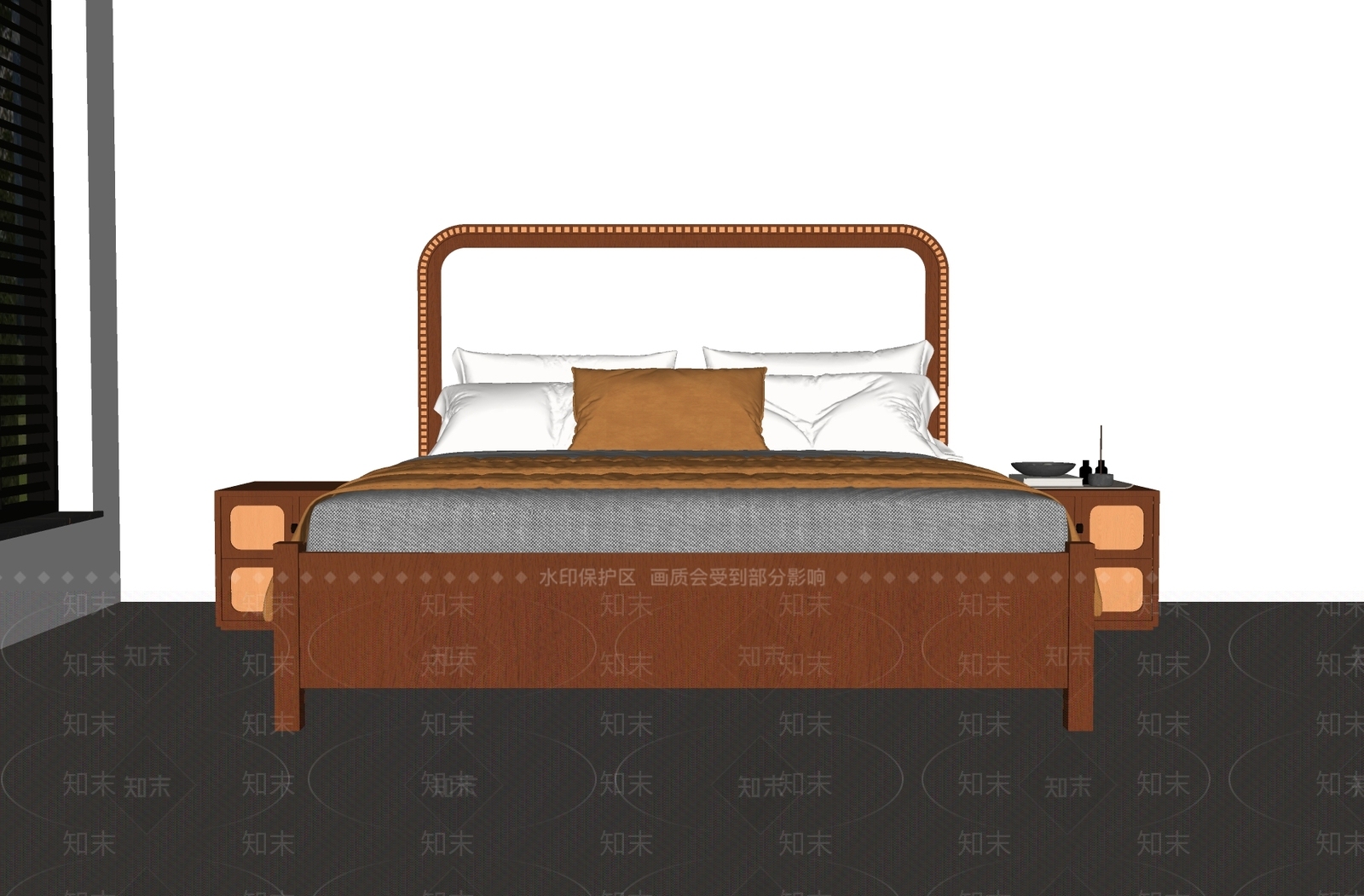 中古风双人床SU模型下载【ID:1232025155】