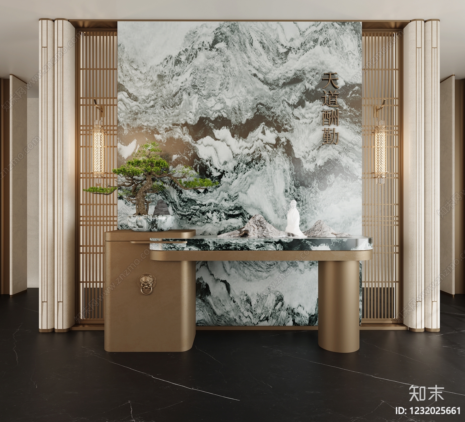 新中式玄关3D模型下载【ID:1232025661】