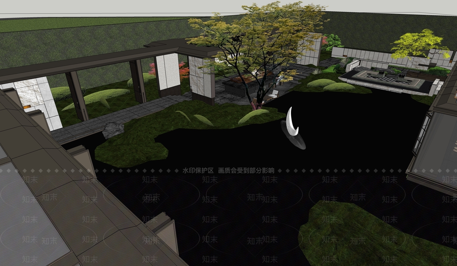 新中式景观小区景观SU模型下载【ID:1232028345】