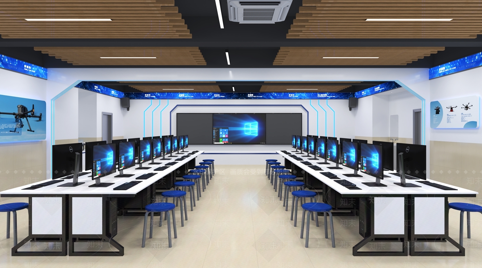 现代简约教室3D模型下载【ID:1232029116】