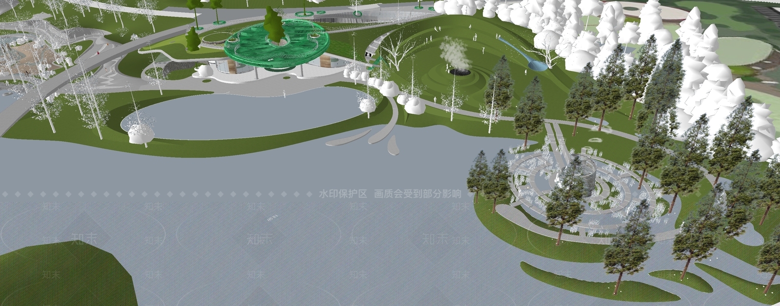 现代主义景观公园SU模型下载【ID:1232031133】