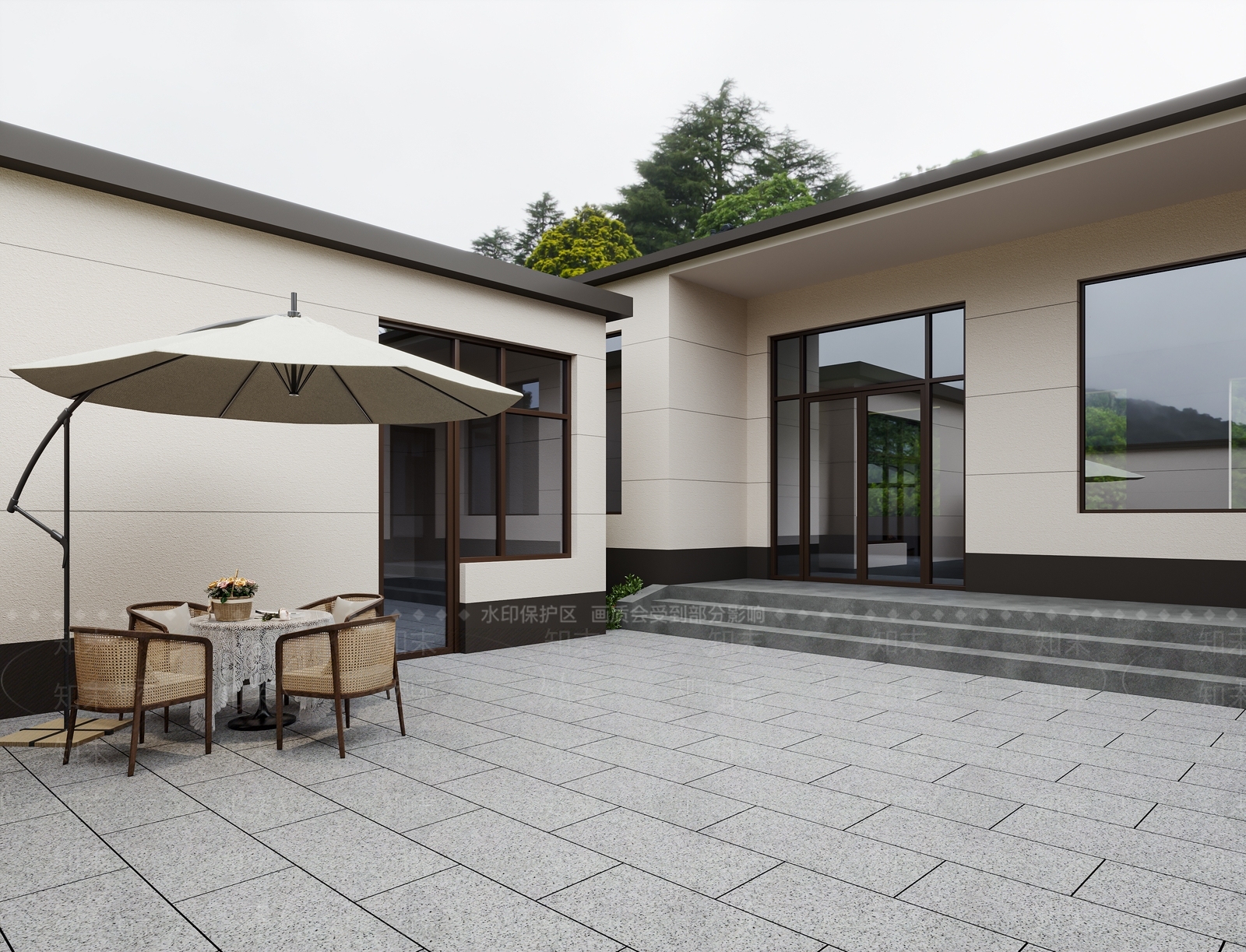 新中式景观四合院3D模型下载【ID:1232034607】