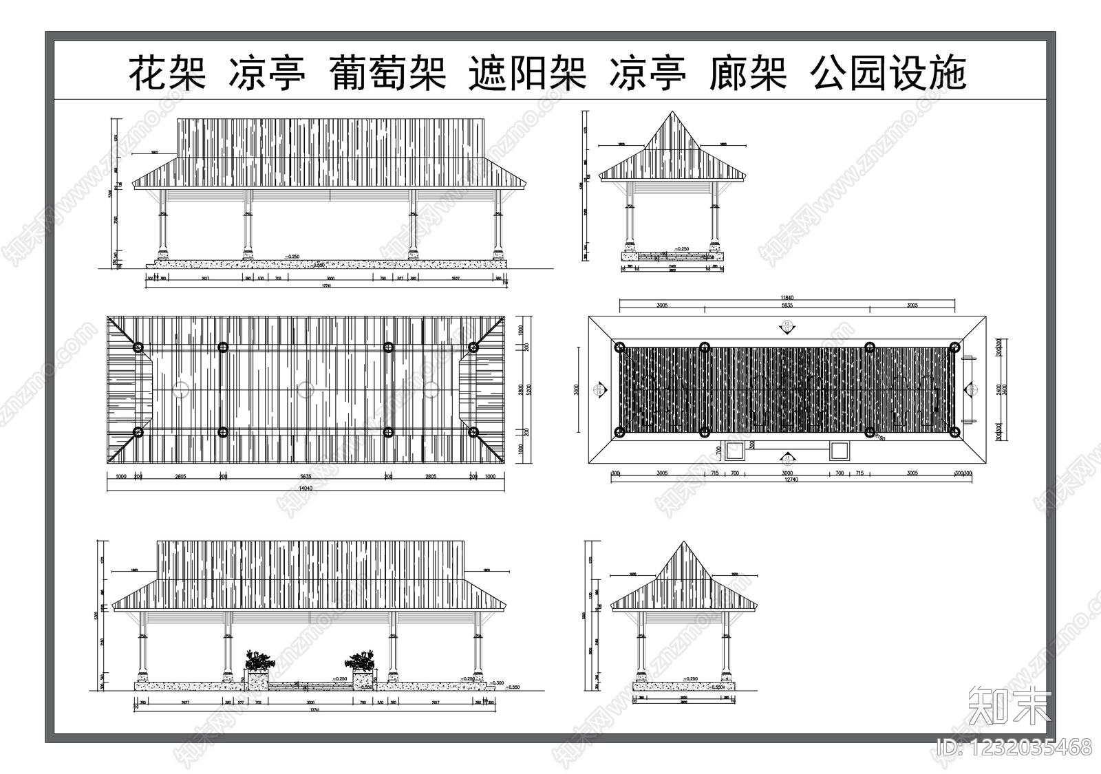 亭子图库CAD图纸