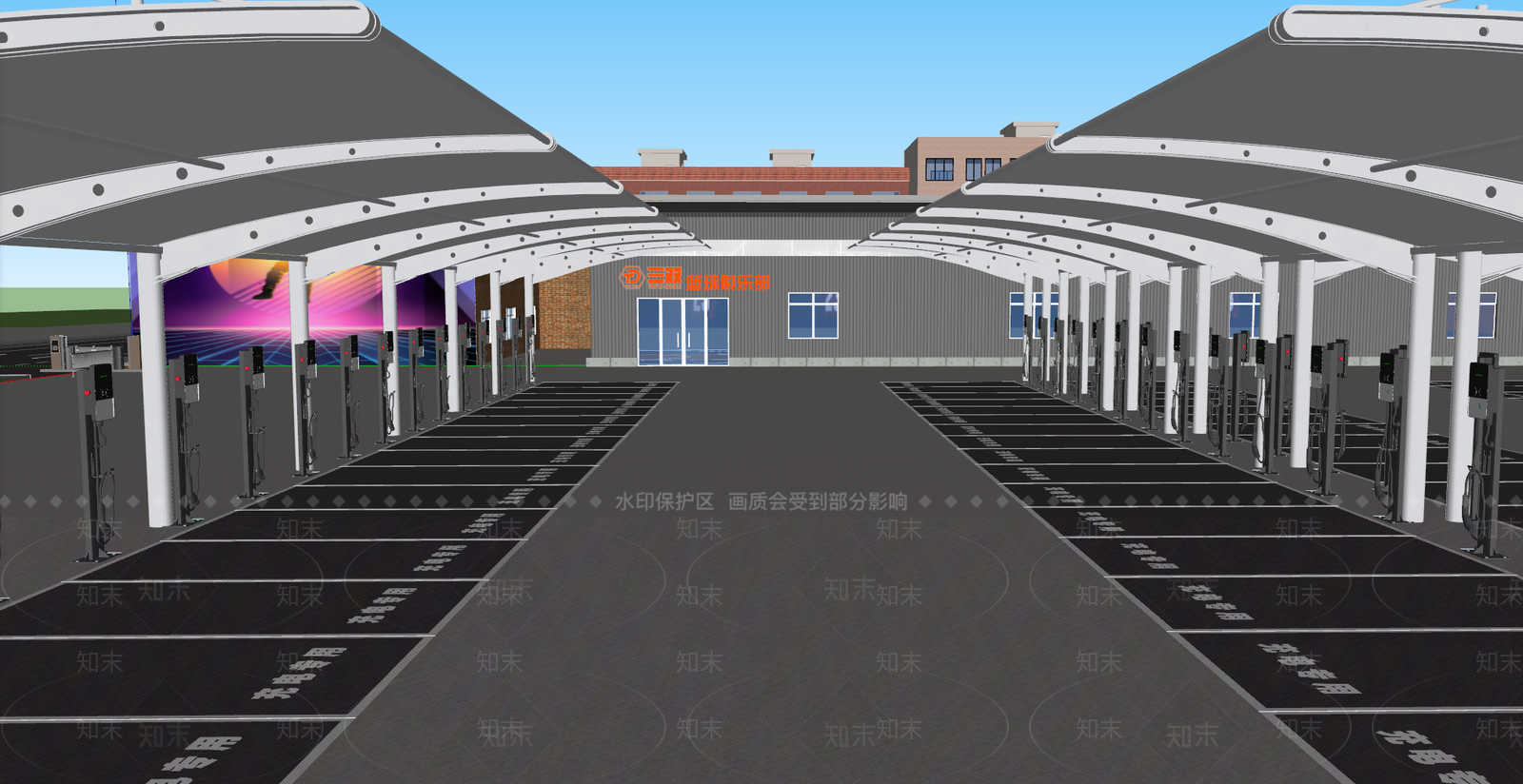 现代主义停车场SU模型下载【ID:1232040457】
