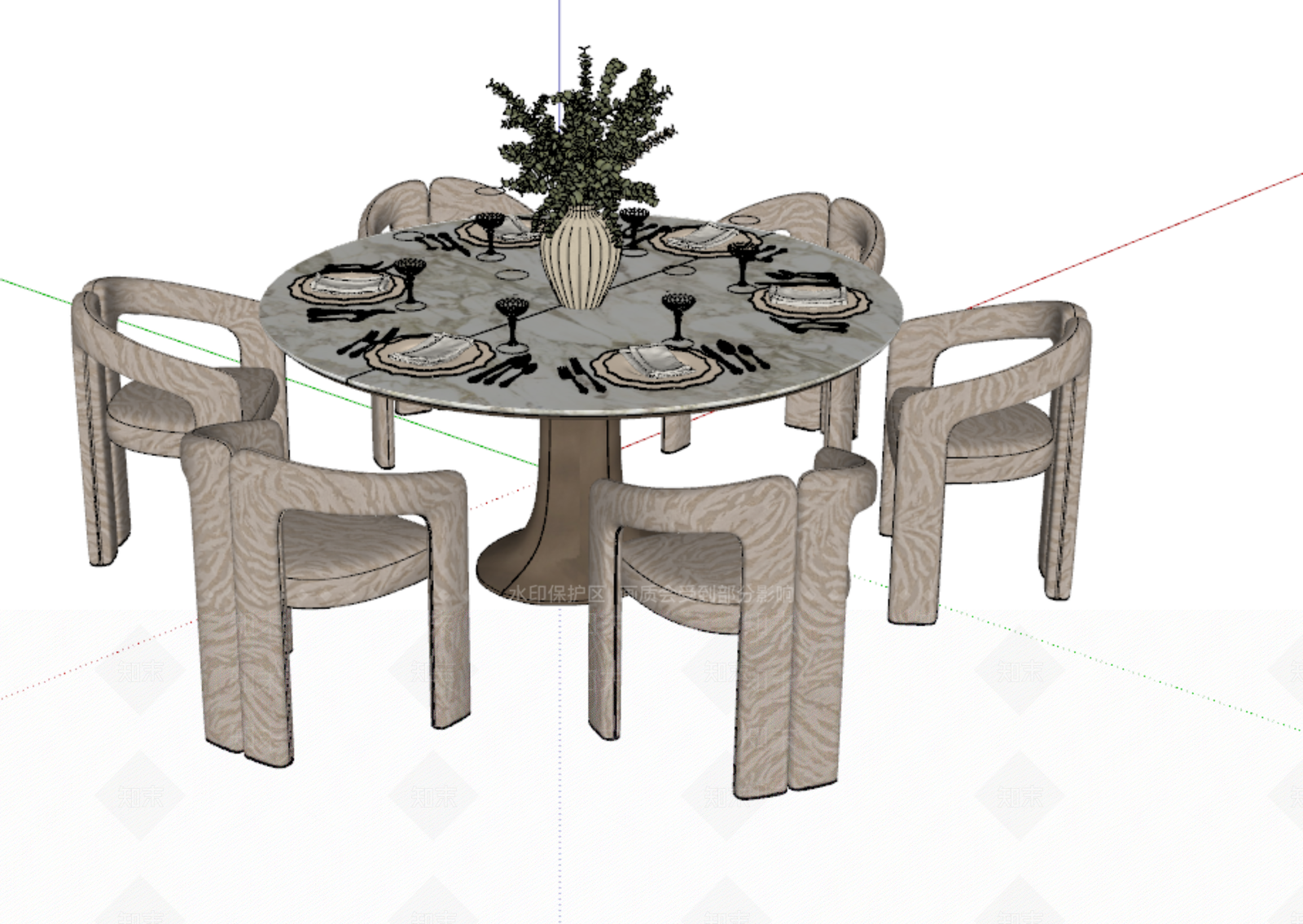 餐桌椅3D模型下载【ID:1232042232】