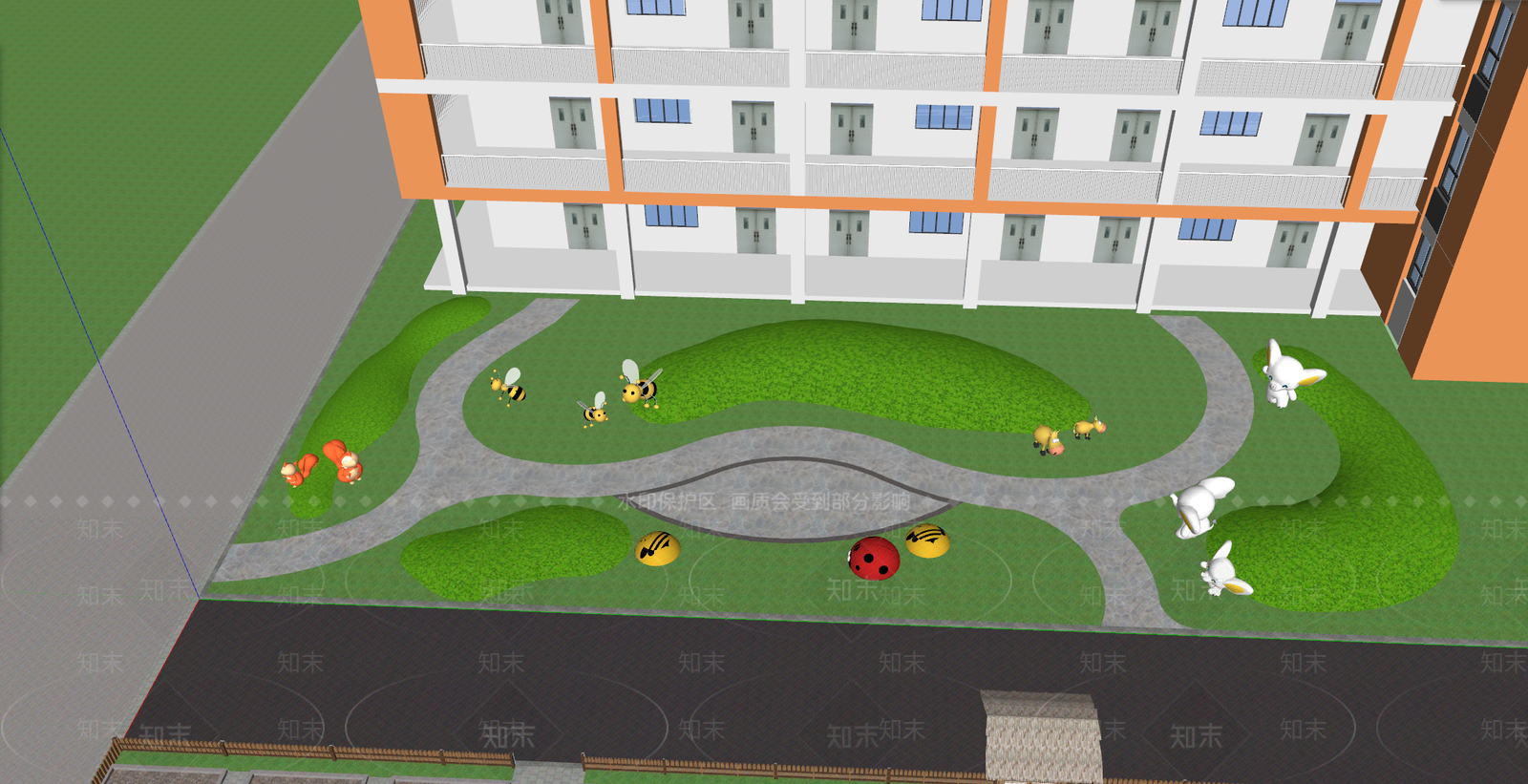 新中式景观教育校园景观SU模型下载【ID:1232043145】