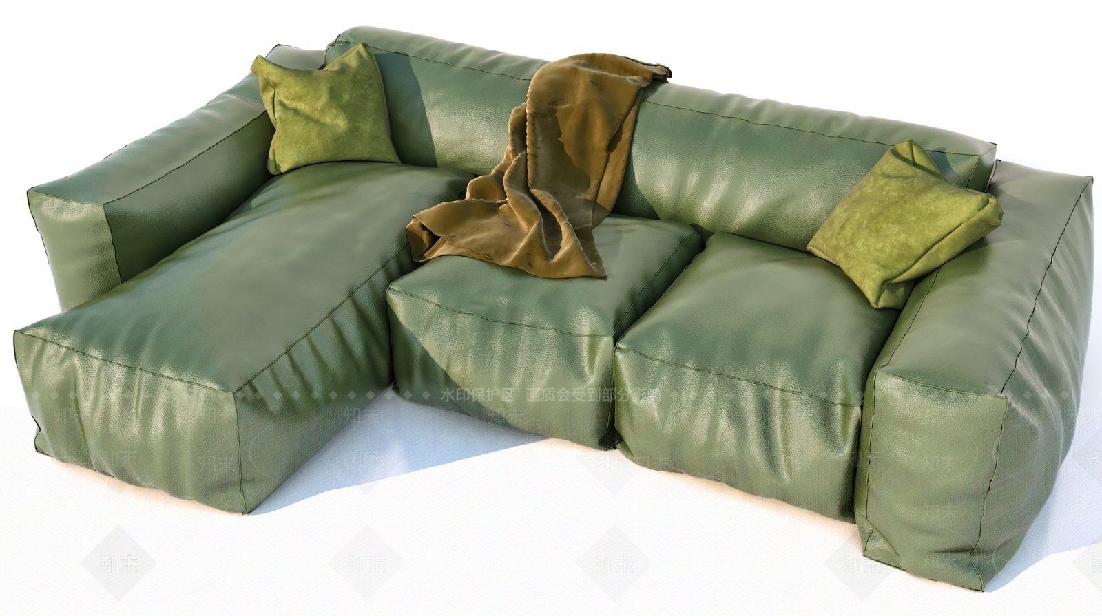 意式极简L型沙发3D模型下载【ID:1232044811】