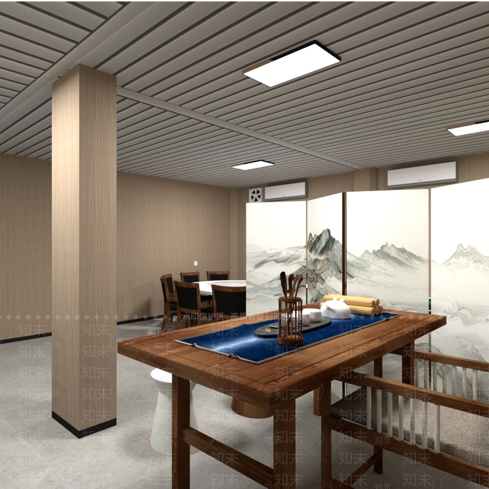 新中式棋牌室SU模型下载【ID:1232052844】
