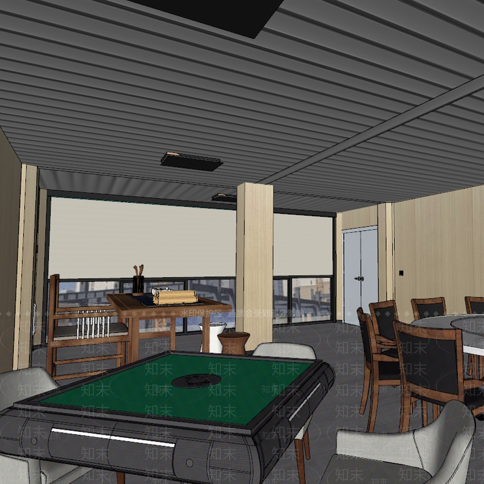 新中式棋牌室SU模型下载【ID:1232052844】